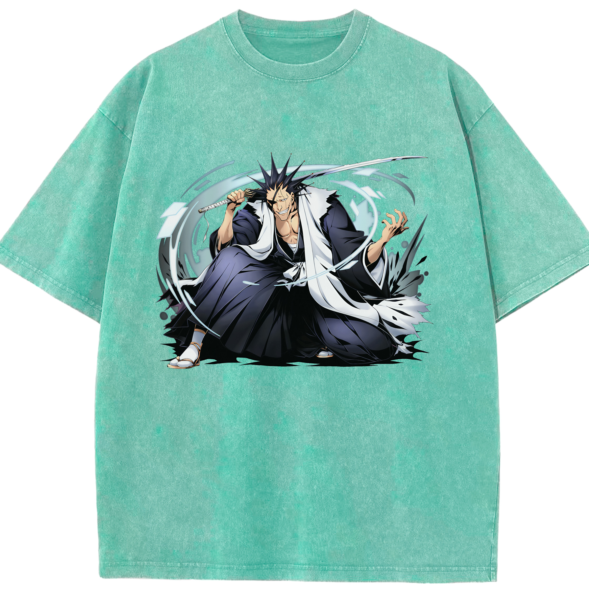 （画像用） ブリーチ ざらき けんぱち BLEACH Zaraki Kenpachi 綿100% ヴィンテージ風 半袖Tシャツ（フロントプリント）